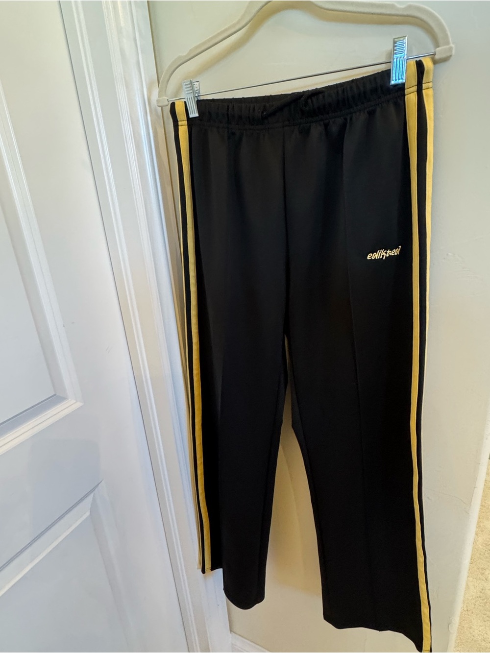 Edikted Black Joggers with Yellow Side Stripes